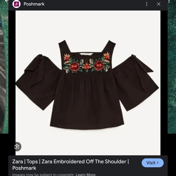 ZARA Black Embroidered Off-Shoulder Top 269 - Picture 3 of 11